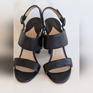 Paul Andrew leather Slingback Block Heels Sandals Black size 38 US 7.5 - 8